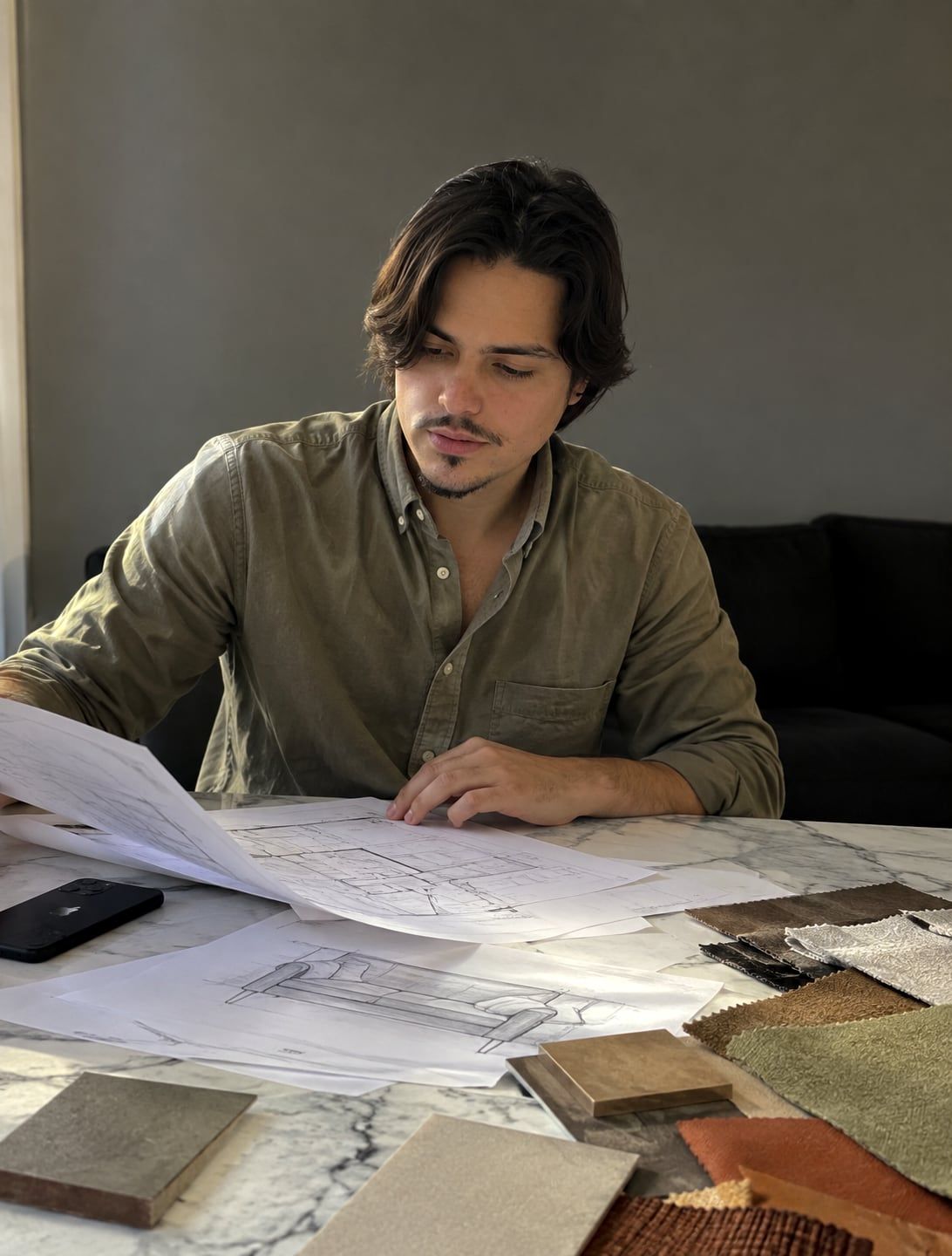 Didier Carrillo revisando planos